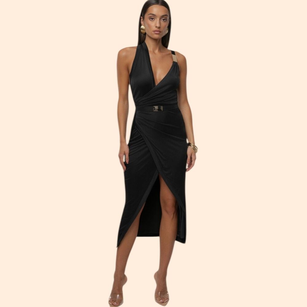 JLUXLABEL Belted Wrap Midi Dress